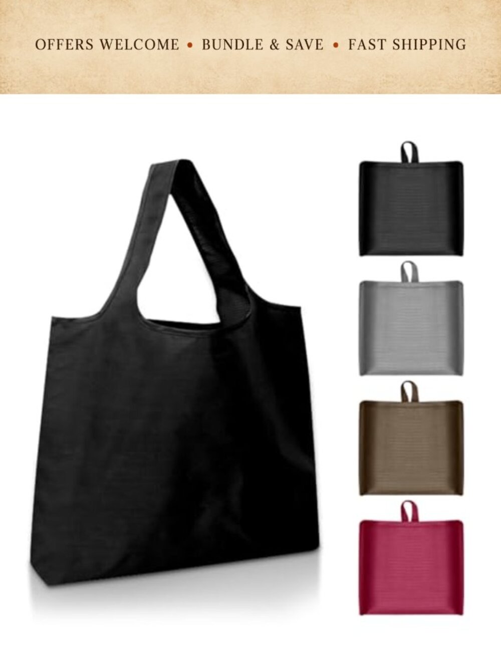 4 Pack Large Reusable Grocery Bags Oxford Cloth Tote with Handles Foldable